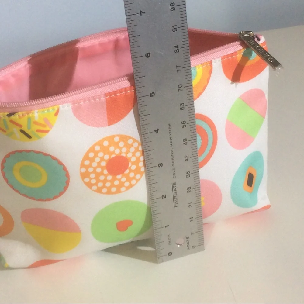 Clinique Donuts Cosmetic Bag Travel Storage Case Top Zip Circle Print Clutch